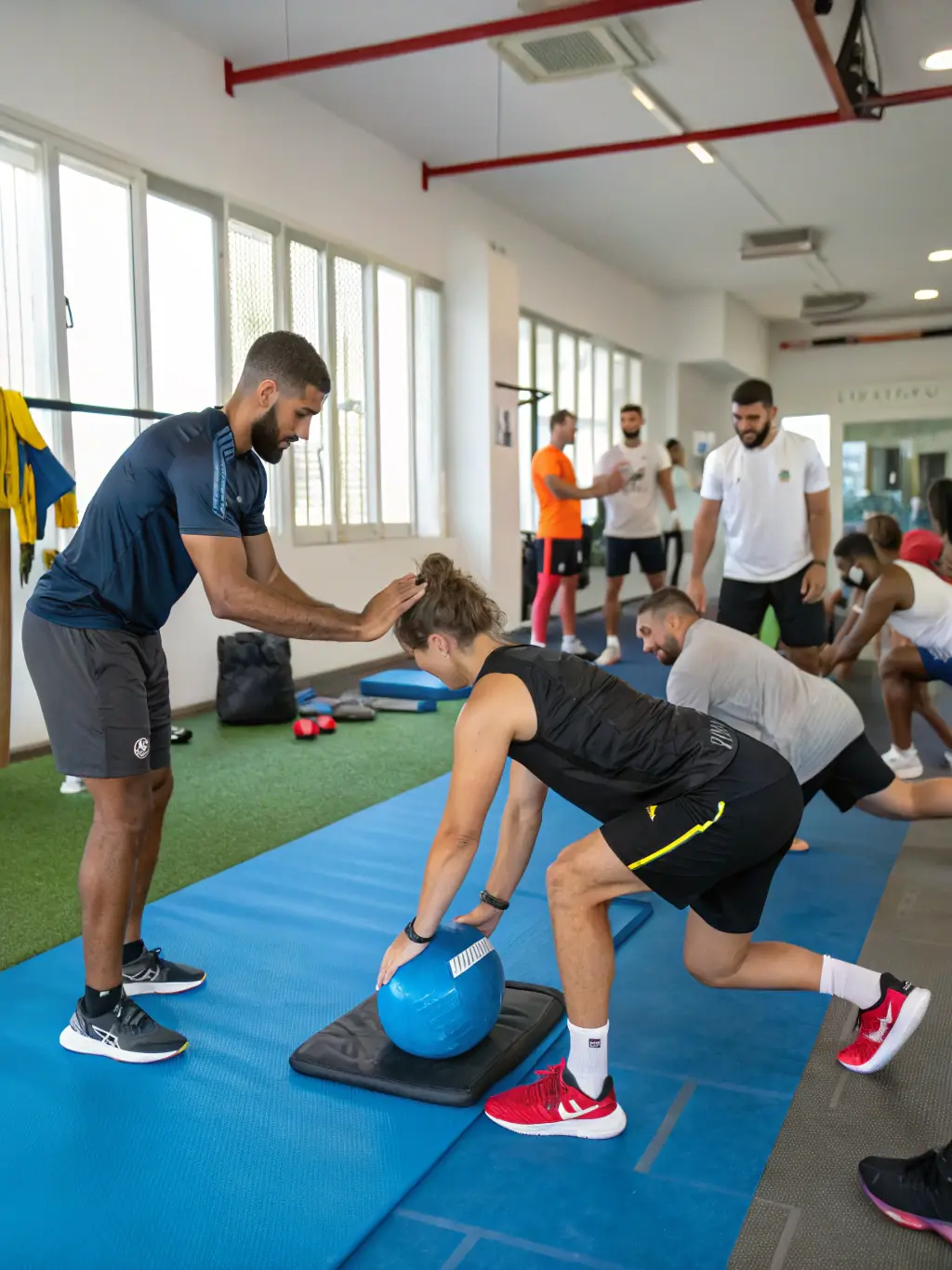 A dynamic photo of coaches leading a training session for athletes with disabilities, emphasizing inclusivity and skill development.